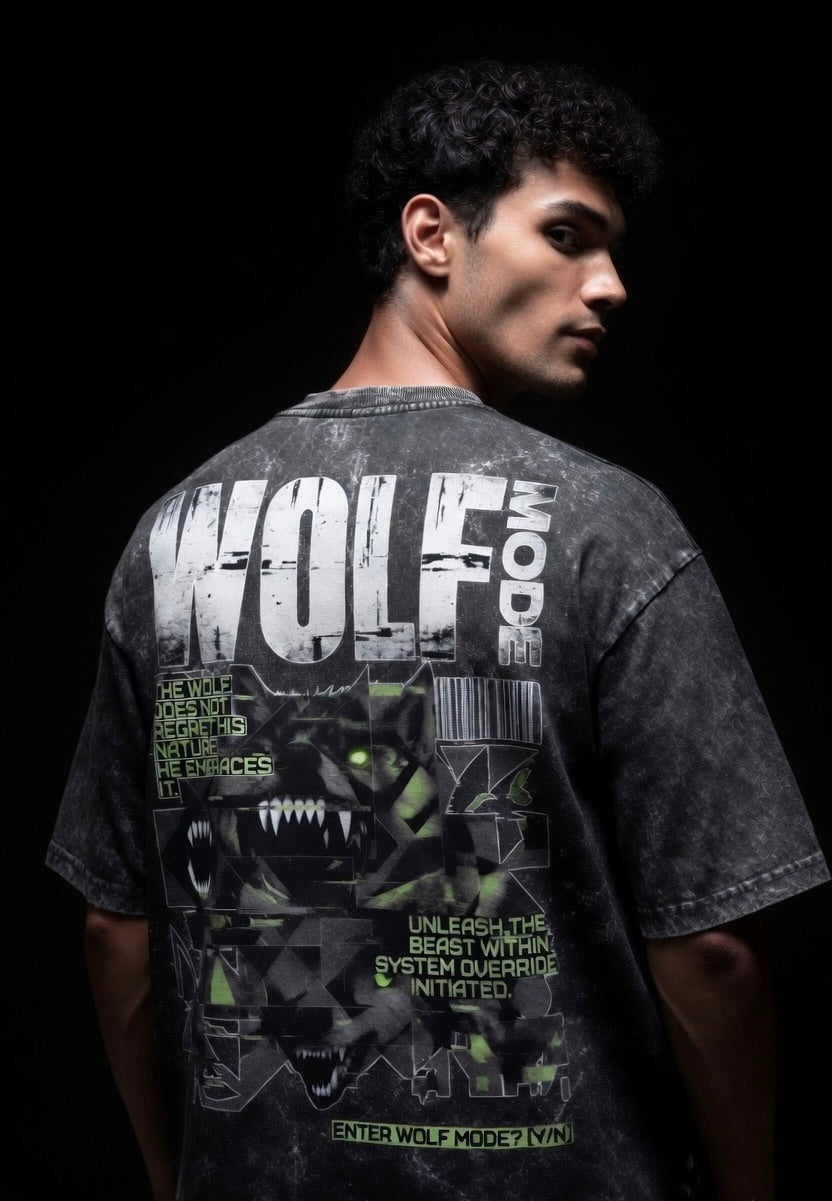 Wolf Mode Acid Washed Oversized Tee | Premium Edition | 260 GSM | Purposestore