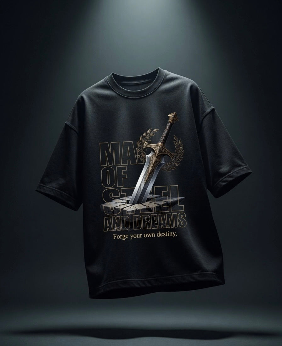 Man of Steel Dreams Oversized Tee | 260 GSM  | Purposestore