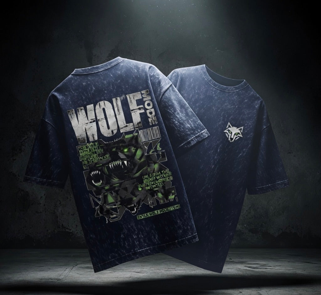 Wolf Mode Acid Washed Oversized Tee | Premium Edition | 260 GSM | Purposestore